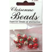 8mm Round Red Cloisonne Bead